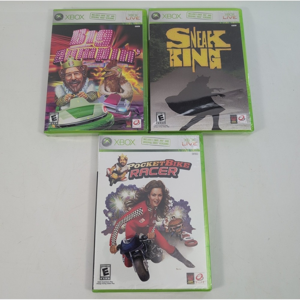 Complete Set Xbox 360 Burger King Games Big Bumpin Pocketbike Sneak King - New